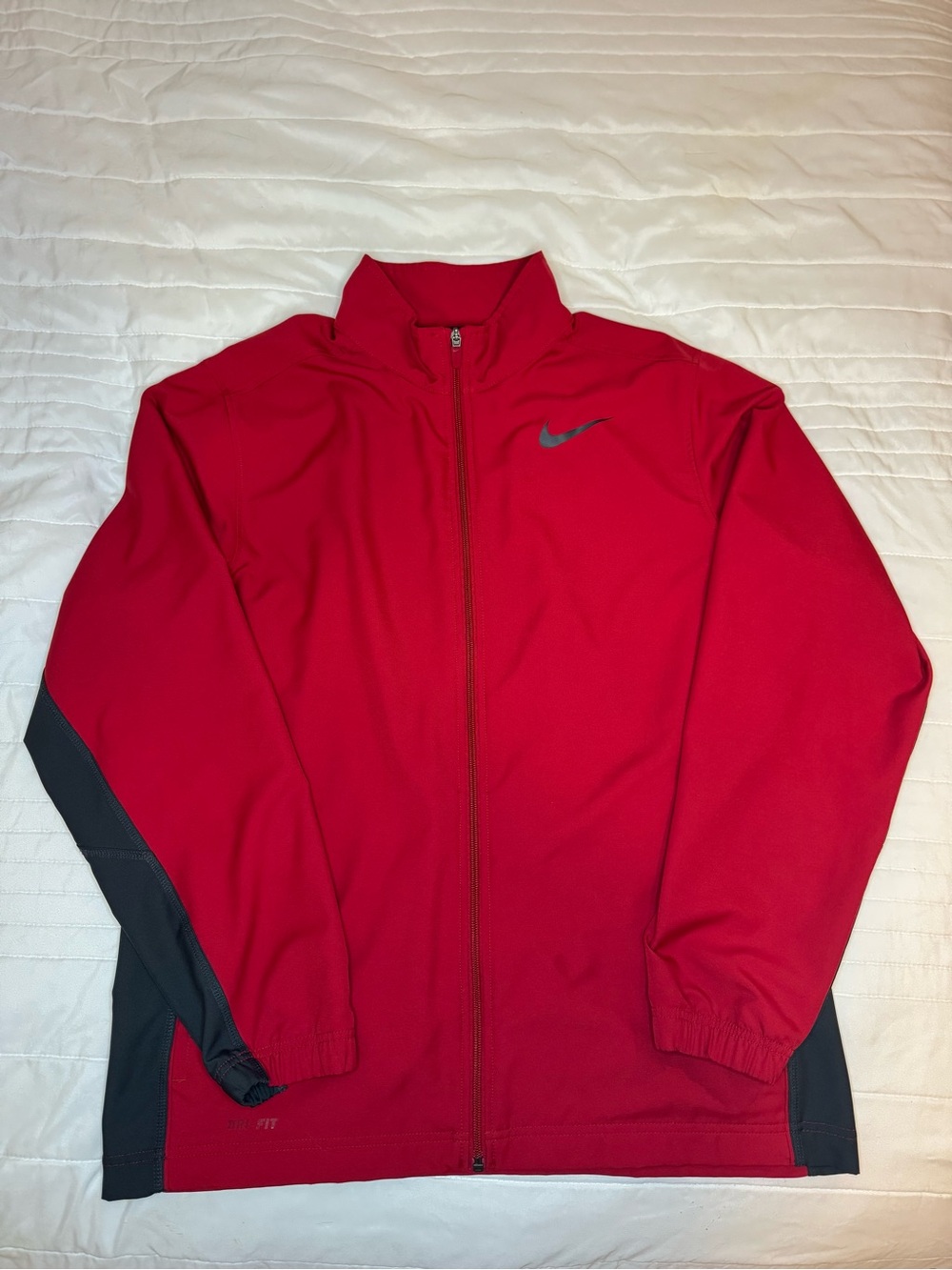 Nike Red Full-Zip Performance Jacket with Dark Charcoal Panels